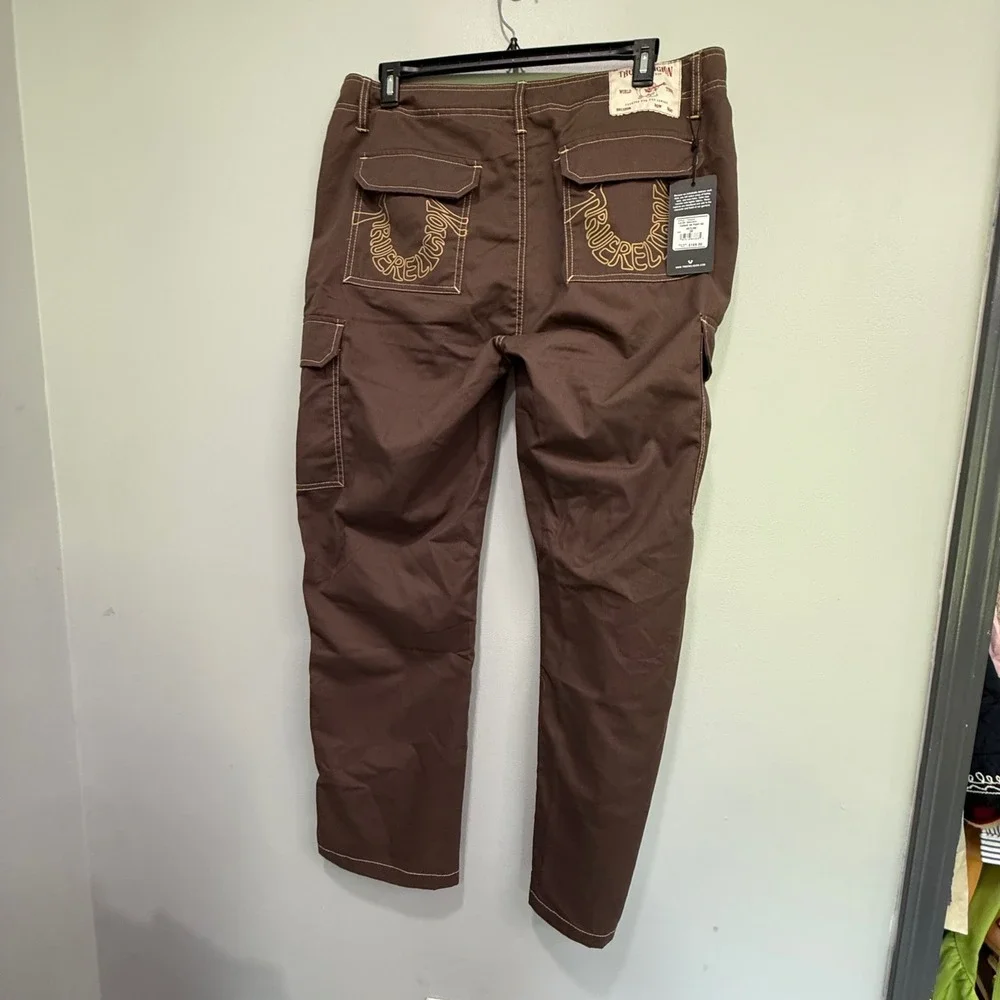 True Religion Mens Cargo SN Pant HS Outline Bracken Brown 700820 Size 36 NWT